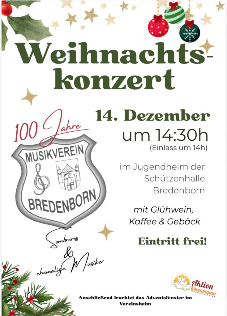 Plakat zum Weihnachtskonzert 2025 des Musikvereins